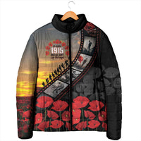 Personalised Remembering ANZAC Lest We Forget Padded Jacket Vintage Film Frame Memorial Red Poppy LT9 - Polynesian Pride