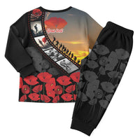 Personalised Remembering ANZAC Lest We Forget Pajama Set Vintage Film Frame Memorial Red Poppy LT9 - Polynesian Pride