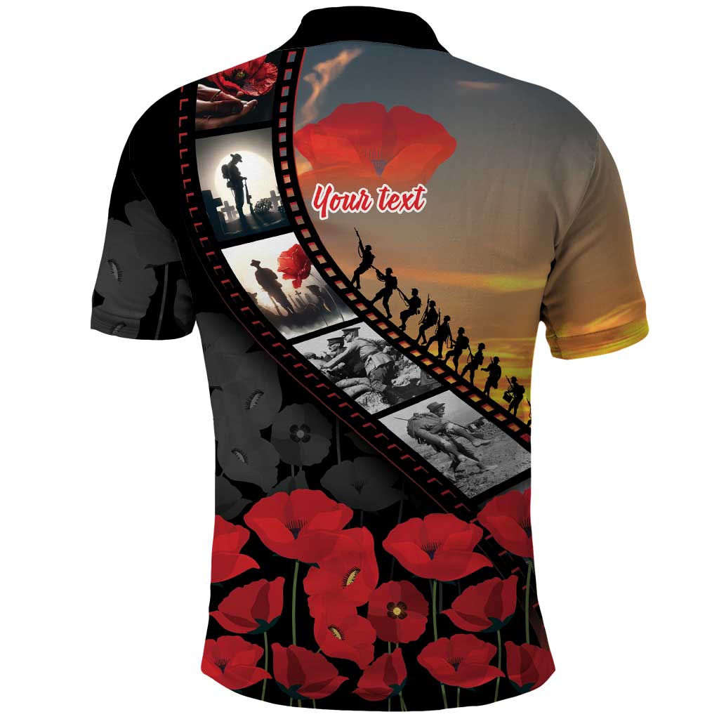 Personalised Remembering ANZAC Lest We Forget Polo Shirt Vintage Film Frame Memorial Red Poppy LT9 - Polynesian Pride