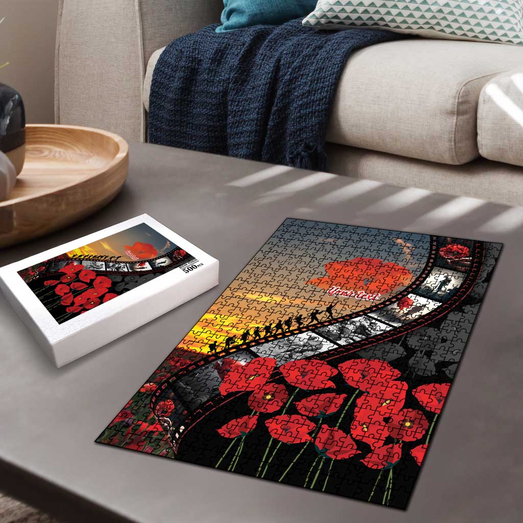 Personalised Remembering ANZAC Lest We Forget Puzzle Vintage Film Frame Memorial Red Poppy LT9 - Polynesian Pride