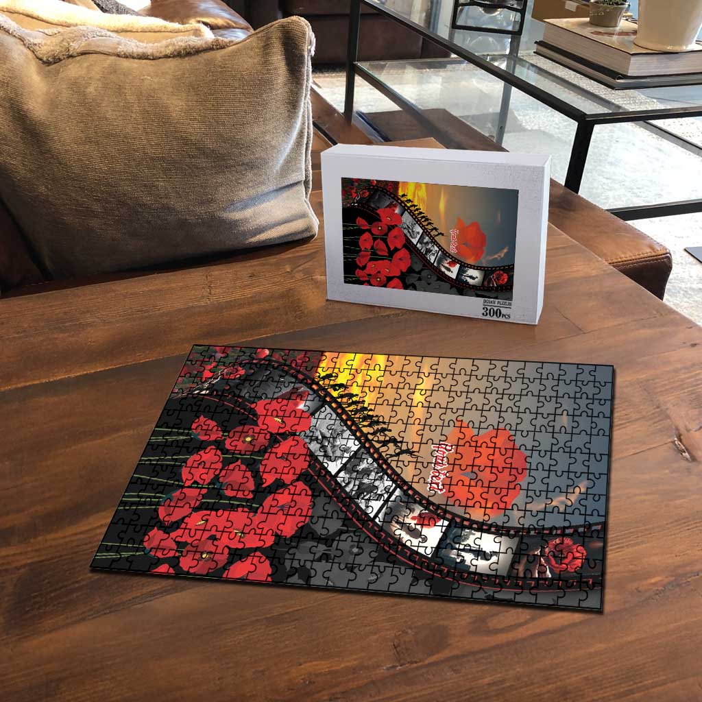 Personalised Remembering ANZAC Lest We Forget Puzzle Vintage Film Frame Memorial Red Poppy LT9 - Polynesian Pride