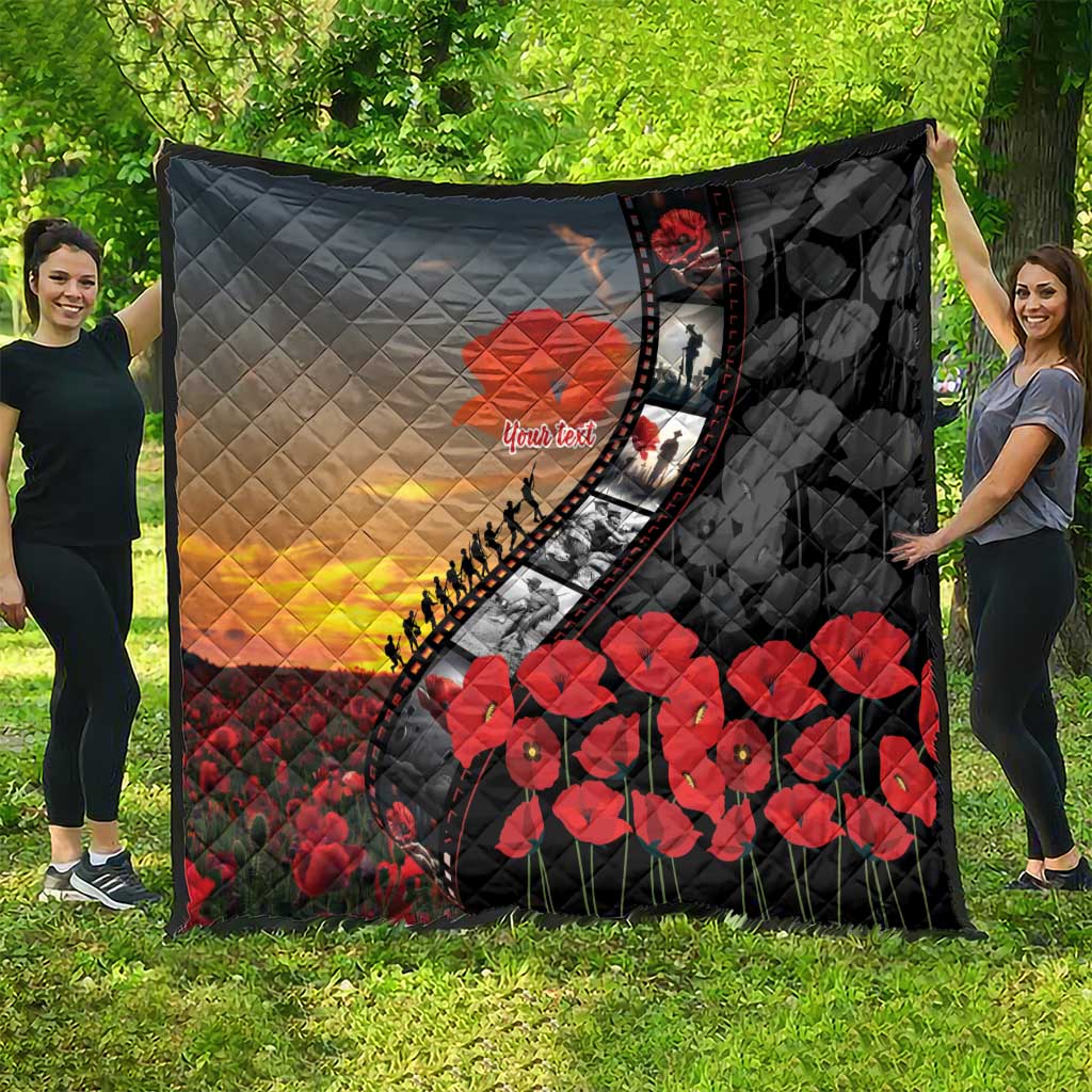 Personalised Remembering ANZAC Lest We Forget Quilt Vintage Film Frame Memorial Red Poppy LT9 - Polynesian Pride