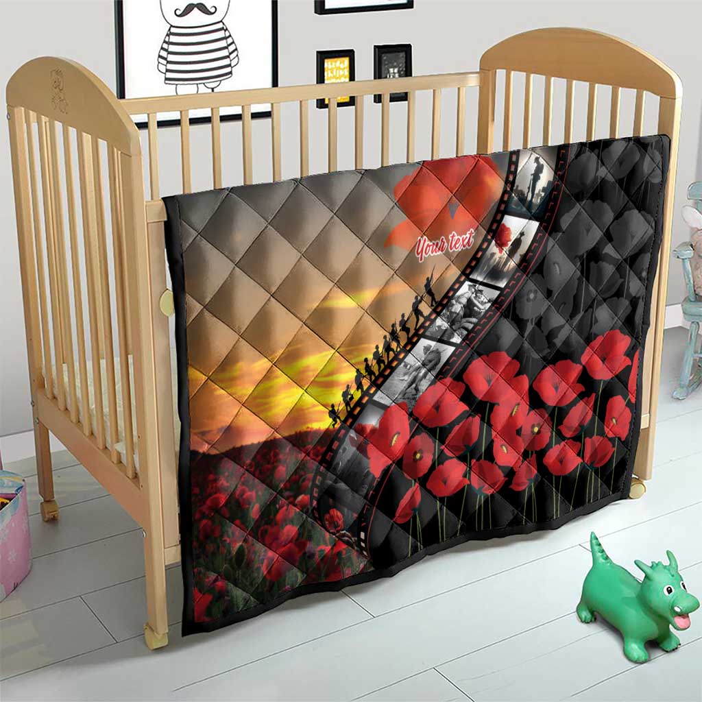 Personalised Remembering ANZAC Lest We Forget Quilt Vintage Film Frame Memorial Red Poppy LT9 - Polynesian Pride