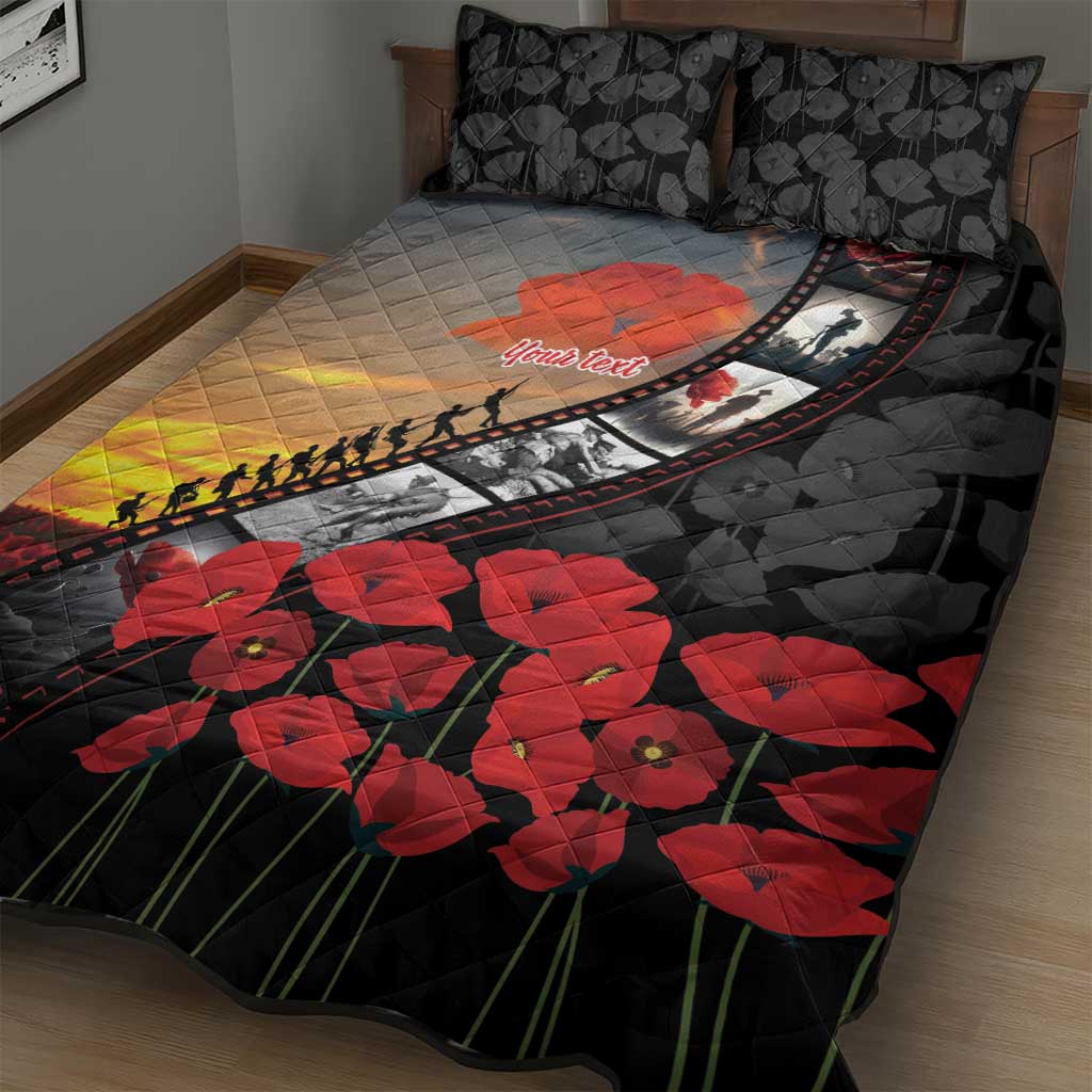 Personalised Remembering ANZAC Lest We Forget Quilt Bed Set Vintage Film Frame Memorial Red Poppy LT9 - Polynesian Pride