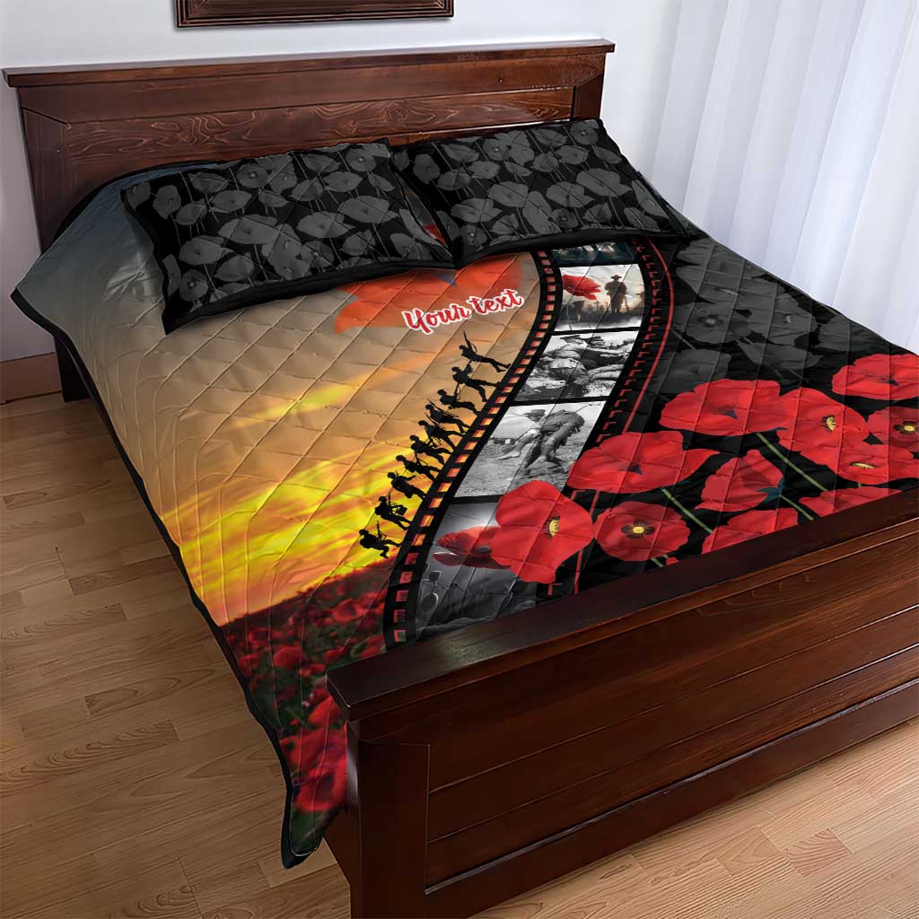 Personalised Remembering ANZAC Lest We Forget Quilt Bed Set Vintage Film Frame Memorial Red Poppy LT9 - Polynesian Pride