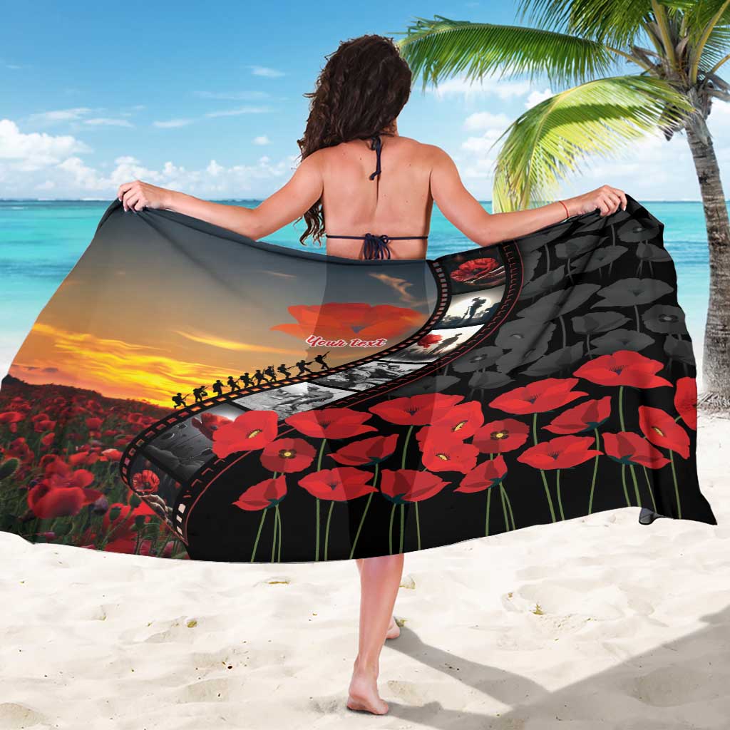 Personalised Remembering ANZAC Lest We Forget Sarong Vintage Film Frame Memorial Red Poppy LT9 - Polynesian Pride