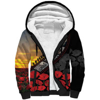 Personalised Remembering ANZAC Lest We Forget Sherpa Hoodie Vintage Film Frame Memorial Red Poppy LT9 Unisex Red - Polynesian Pride