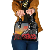 Personalised Remembering ANZAC Lest We Forget Shoulder Handbag Vintage Film Frame Memorial Red Poppy LT9 One Size Red - Polynesian Pride