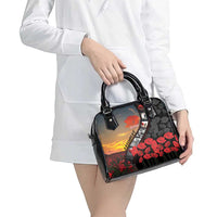 Personalised Remembering ANZAC Lest We Forget Shoulder Handbag Vintage Film Frame Memorial Red Poppy LT9 - Polynesian Pride