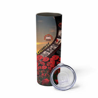 Personalised Remembering ANZAC Lest We Forget Skinny Tumbler Vintage Film Frame Memorial Red Poppy LT9 - Polynesian Pride