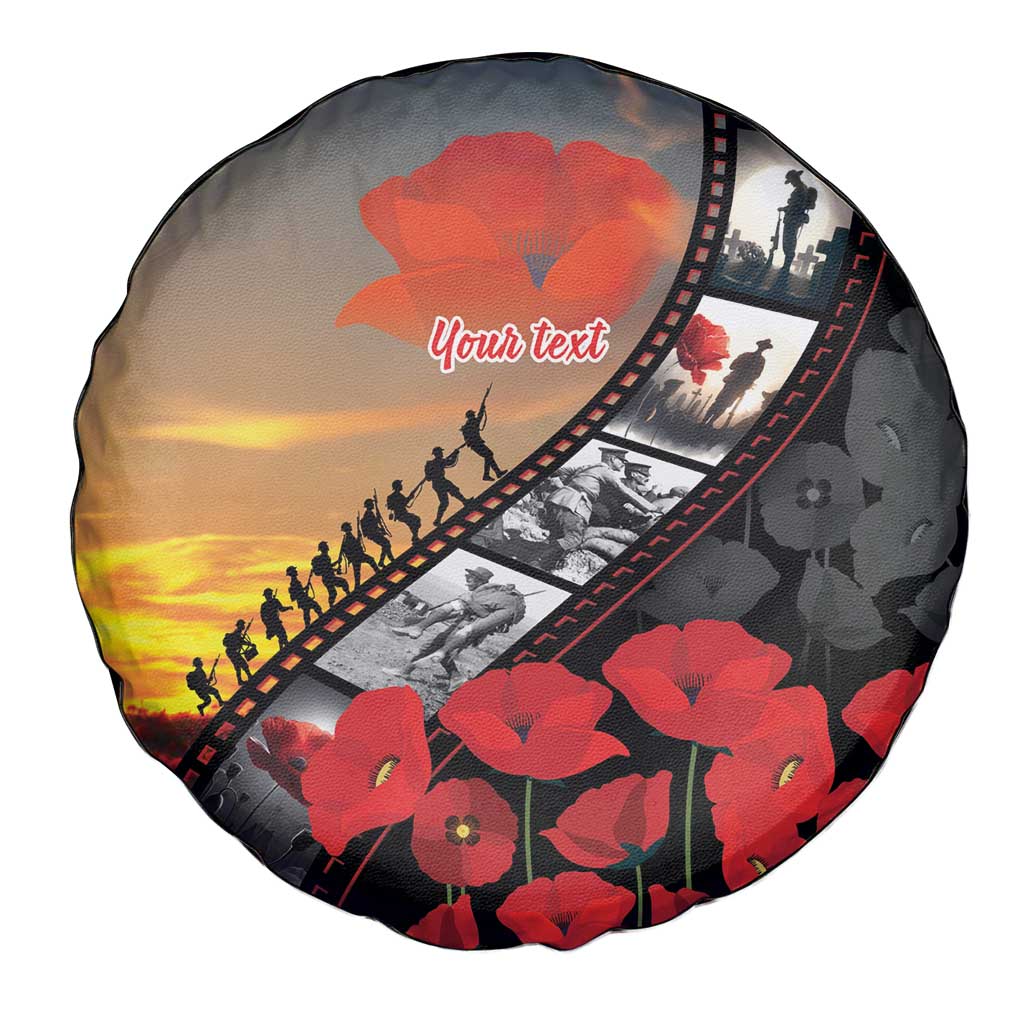 Personalised Remembering ANZAC Lest We Forget Spare Tire Cover Vintage Film Frame Memorial Red Poppy LT9 - Polynesian Pride