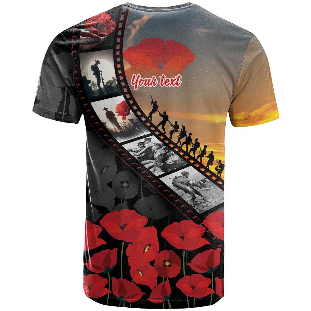 Personalised Remembering ANZAC Lest We Forget T Shirt Vintage Film Frame Memorial Red Poppy LT9 - Polynesian Pride