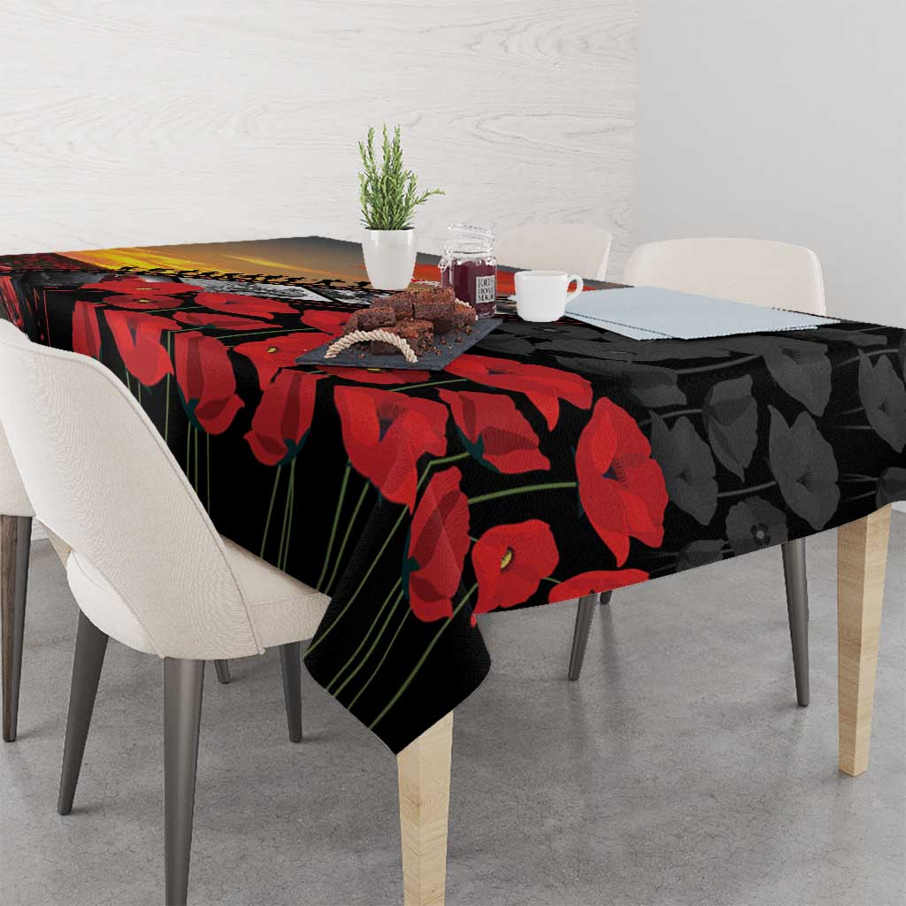 Personalised Remembering ANZAC Lest We Forget Tablecloth Vintage Film Frame Memorial Red Poppy LT9 - Polynesian Pride