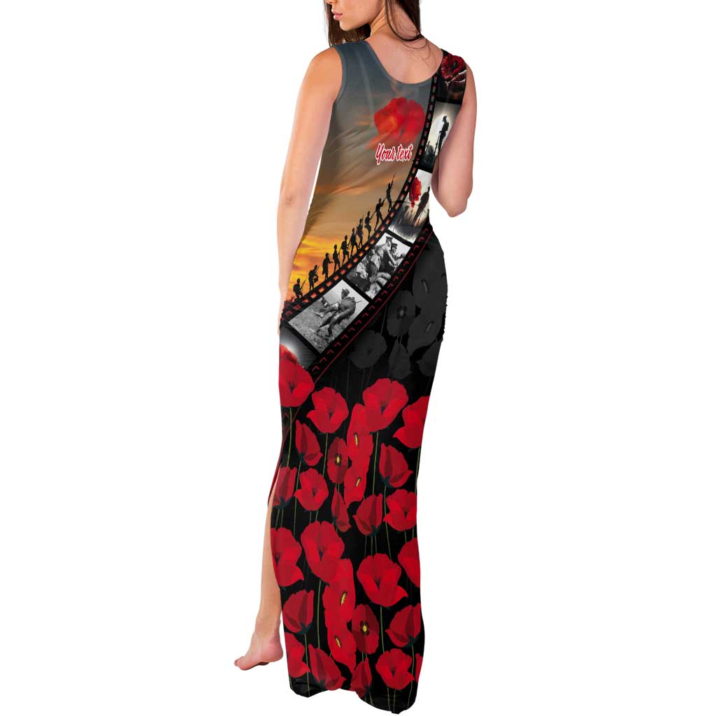 Personalised Remembering ANZAC Lest We Forget Tank Maxi Dress Vintage Film Frame Memorial Red Poppy LT9 - Polynesian Pride