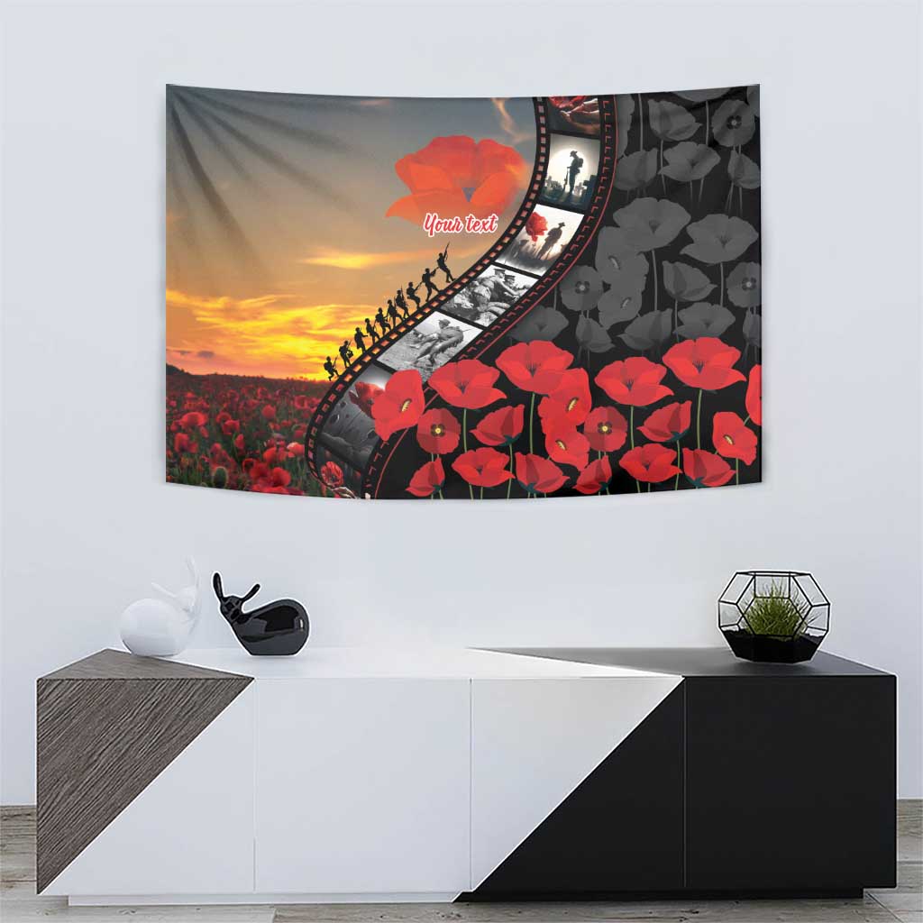 Personalised Remembering ANZAC Lest We Forget Tapestry Vintage Film Frame Memorial Red Poppy LT9 - Polynesian Pride