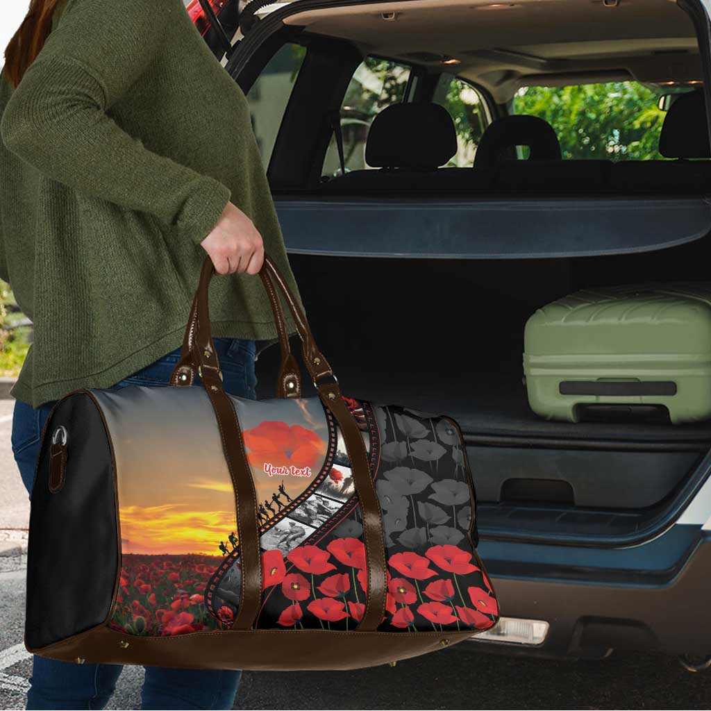 Personalised Remembering ANZAC Lest We Forget Travel Bag Vintage Film Frame Memorial Red Poppy LT9 - Polynesian Pride