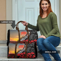 Personalised Remembering ANZAC Lest We Forget Travel Bag Vintage Film Frame Memorial Red Poppy LT9 - Polynesian Pride