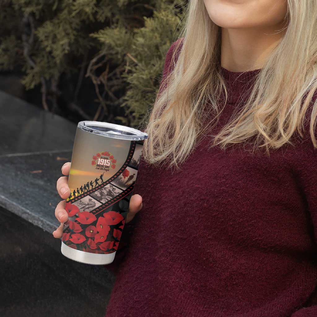 Personalised Remembering ANZAC Lest We Forget Tumbler Cup Vintage Film Frame Memorial Red Poppy LT9 - Polynesian Pride