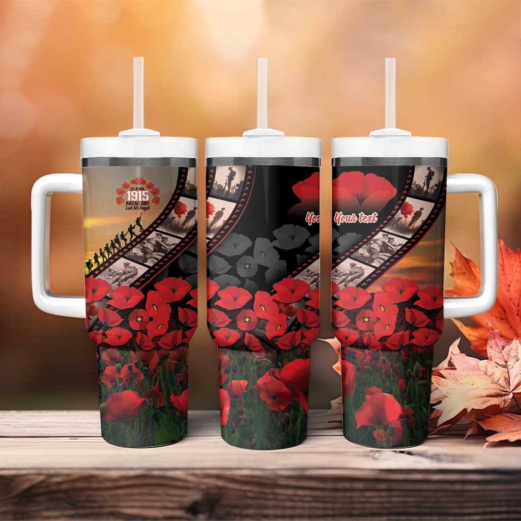 Personalised Remembering ANZAC Lest We Forget Tumbler With Handle Vintage Film Frame Memorial Red Poppy LT9 - Polynesian Pride