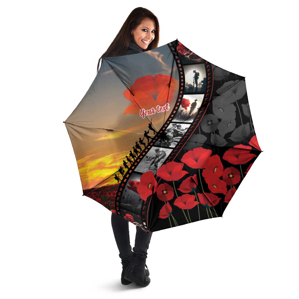 Personalised Remembering ANZAC Lest We Forget Umbrella Vintage Film Frame Memorial Red Poppy LT9 - Polynesian Pride