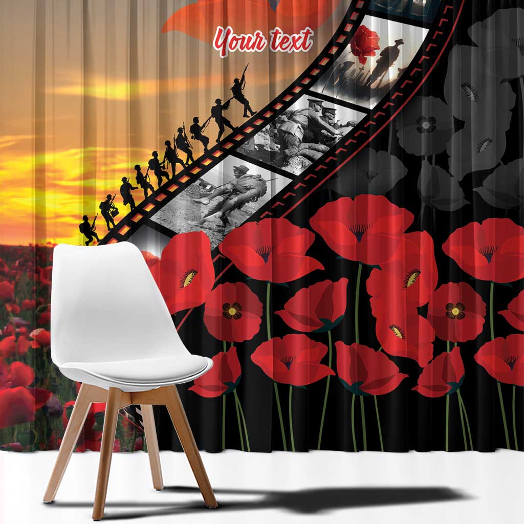 Personalised Remembering ANZAC Lest We Forget Window Curtain Vintage Film Frame Memorial Red Poppy LT9 - Polynesian Pride
