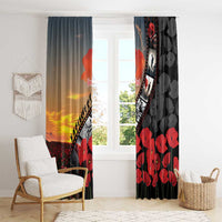 Personalised Remembering ANZAC Lest We Forget Window Curtain Vintage Film Frame Memorial Red Poppy LT9 - Polynesian Pride