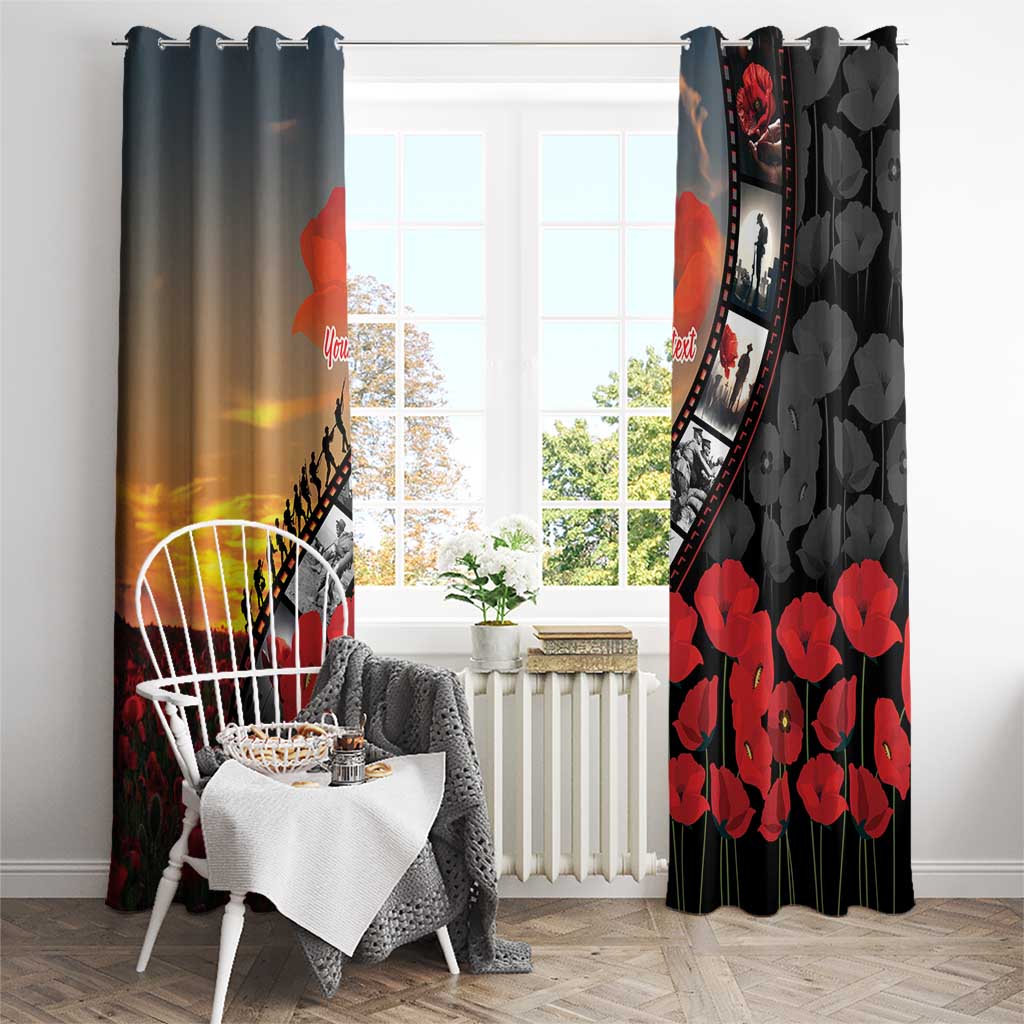 Personalised Remembering ANZAC Lest We Forget Window Curtain Vintage Film Frame Memorial Red Poppy LT9 - Polynesian Pride
