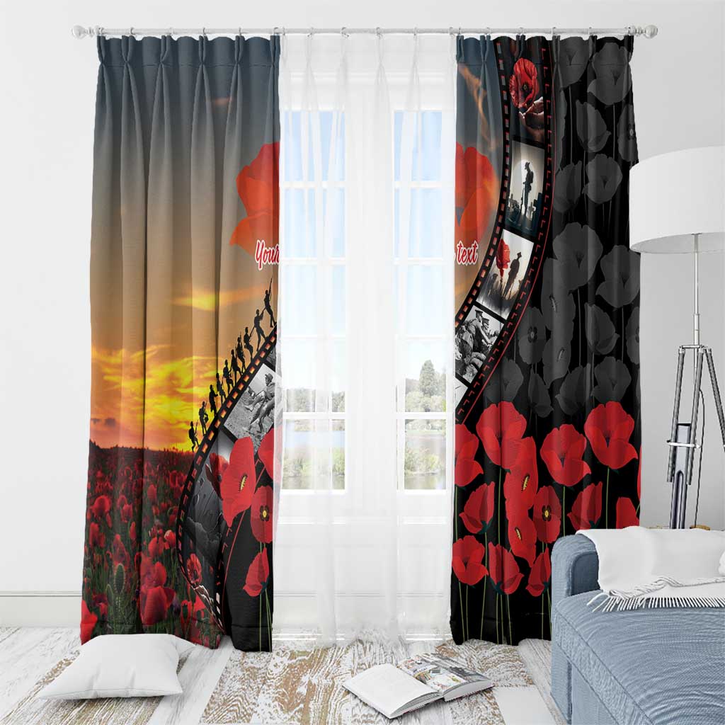 Personalised Remembering ANZAC Lest We Forget Window Curtain Vintage Film Frame Memorial Red Poppy LT9 - Polynesian Pride
