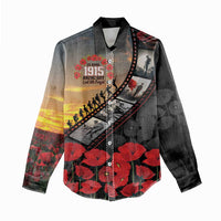Personalised Remembering ANZAC Lest We Forget Women Casual Shirt Vintage Film Frame Memorial Red Poppy