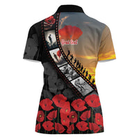 Personalised Remembering ANZAC Lest We Forget Women Polo Shirt Vintage Film Frame Memorial Red Poppy LT9 - Polynesian Pride