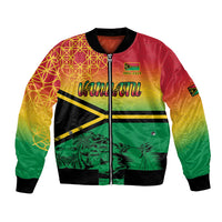 Hapi 44th Indipendens Dei Vanuatu Bomber Jacket Yumi 1980 with Vanuatuan Beach Landscape LT9 Unisex Reggae - Polynesian Pride