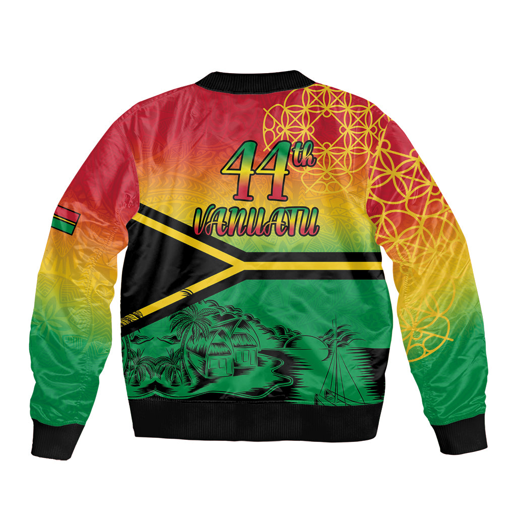Hapi 44th Indipendens Dei Vanuatu Bomber Jacket Yumi 1980 with Vanuatuan Beach Landscape LT9 - Polynesian Pride