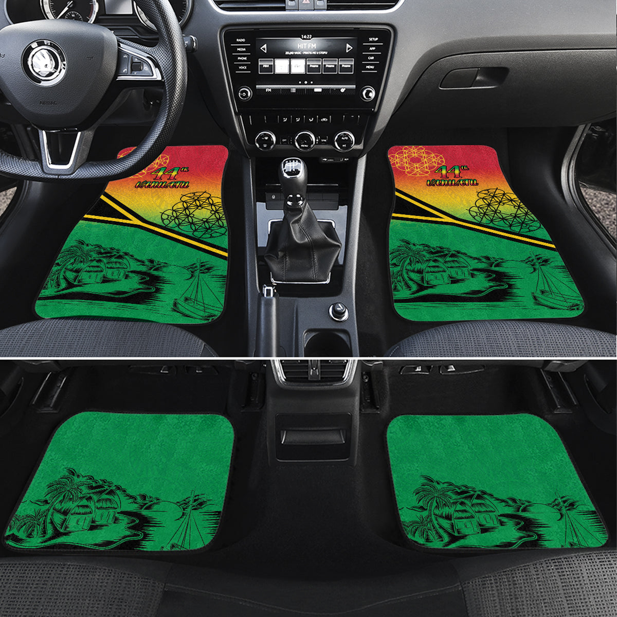 Hapi 44th Indipendens Dei Vanuatu Car Mats Yumi 1980 with Vanuatuan Beach Landscape LT9 Set 4pcs Reggae - Polynesian Pride