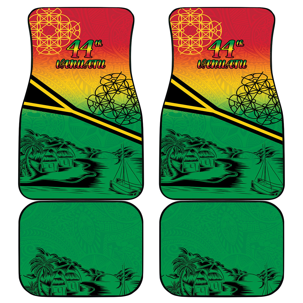 Hapi 44th Indipendens Dei Vanuatu Car Mats Yumi 1980 with Vanuatuan Beach Landscape LT9 - Polynesian Pride