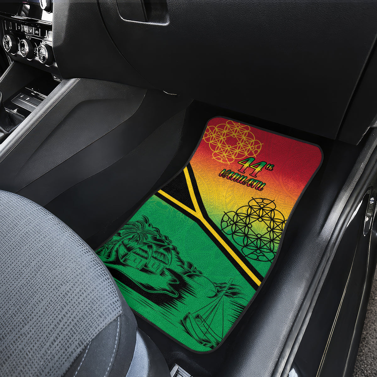 Hapi 44th Indipendens Dei Vanuatu Car Mats Yumi 1980 with Vanuatuan Beach Landscape LT9 - Polynesian Pride