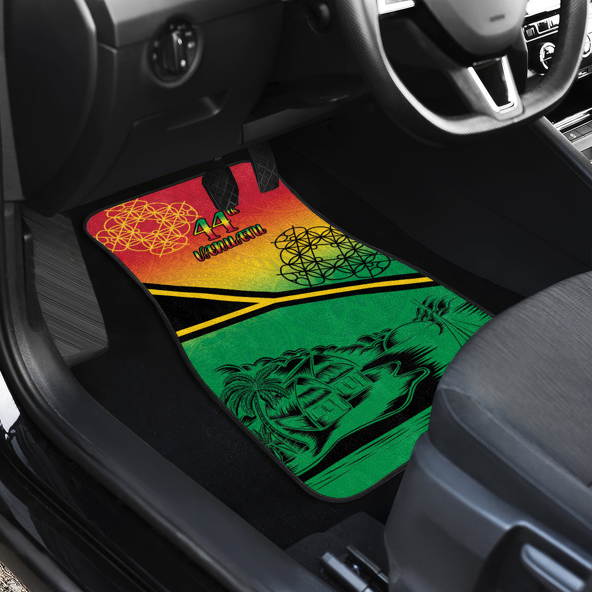 Hapi 44th Indipendens Dei Vanuatu Car Mats Yumi 1980 with Vanuatuan Beach Landscape LT9 - Polynesian Pride