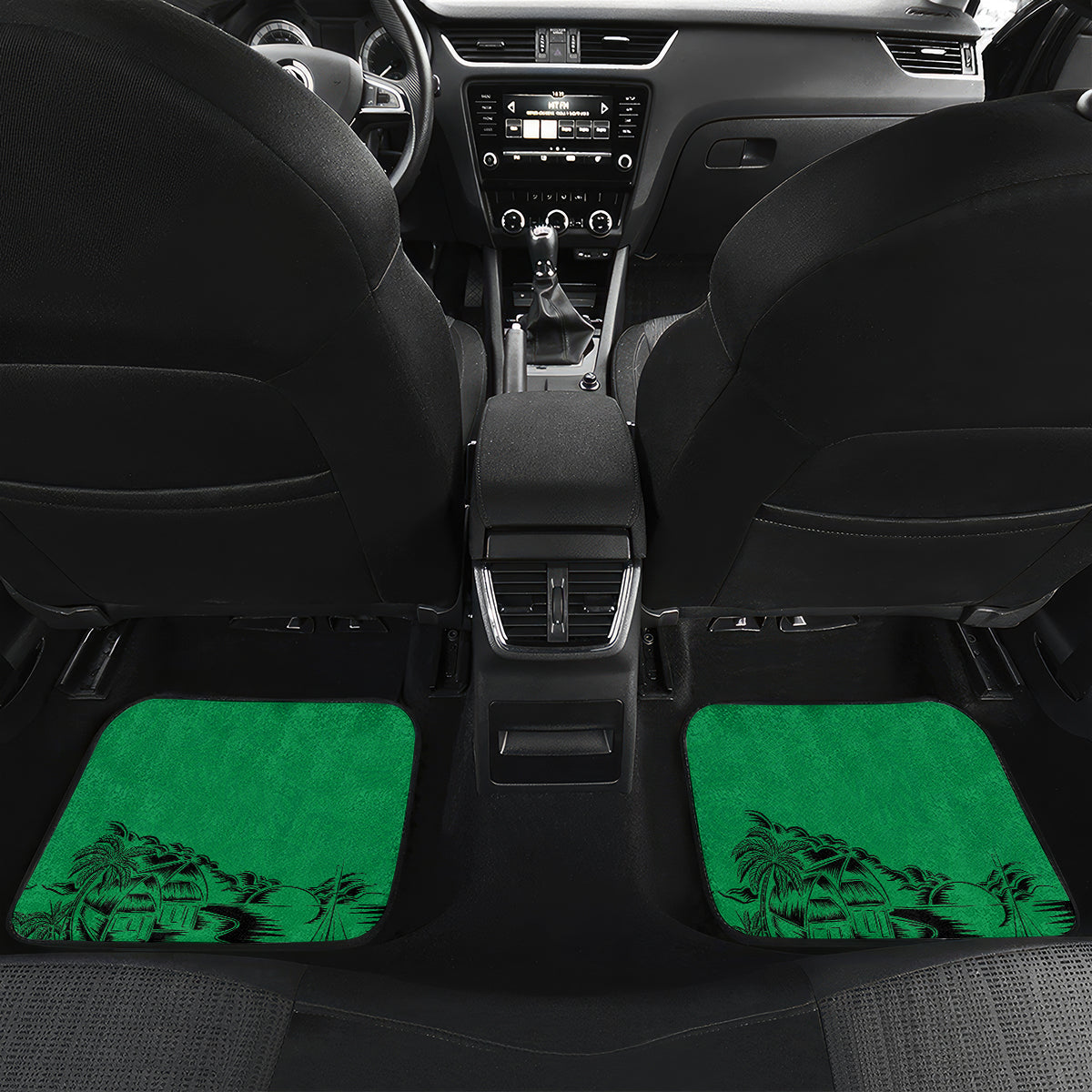 Hapi 44th Indipendens Dei Vanuatu Car Mats Yumi 1980 with Vanuatuan Beach Landscape LT9 Set 2pcs - Back Reggae - Polynesian Pride