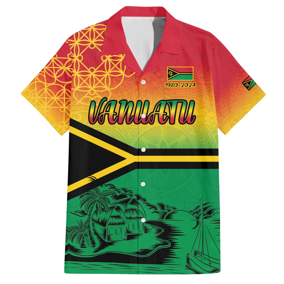 Hapi 44th Indipendens Dei Vanuatu Hawaiian Shirt Yumi 1980 with Vanuatuan Beach Landscape LT9 Reggae - Polynesian Pride