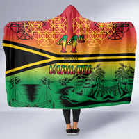 Hapi 44th Indipendens Dei Vanuatu Hooded Blanket Yumi 1980 with Vanuatuan Beach Landscape LT9 - Polynesian Pride