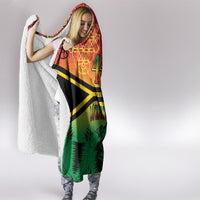 Hapi 44th Indipendens Dei Vanuatu Hooded Blanket Yumi 1980 with Vanuatuan Beach Landscape LT9 - Polynesian Pride