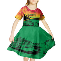 Hapi 44th Indipendens Dei Vanuatu Kid Short Sleeve Dress Yumi 1980 with Vanuatuan Beach Landscape