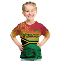 Hapi 44th Indipendens Dei Vanuatu Kid T Shirt Yumi 1980 with Vanuatuan Beach Landscape