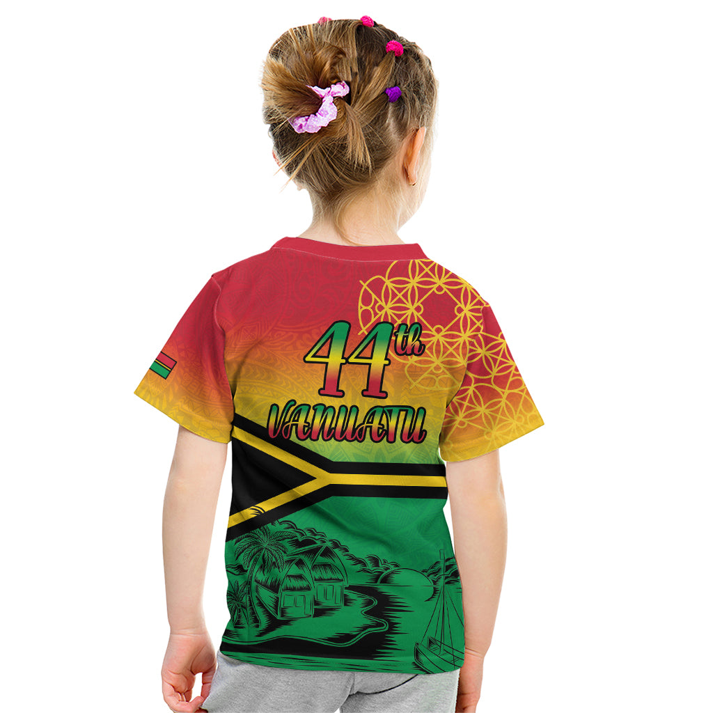 Hapi 44th Indipendens Dei Vanuatu Kid T Shirt Yumi 1980 with Vanuatuan Beach Landscape