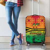 Hapi 44th Indipendens Dei Vanuatu Luggage Cover Yumi 1980 with Vanuatuan Beach Landscape