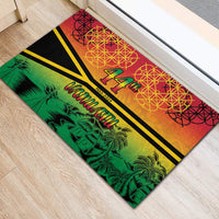 Hapi 44th Indipendens Dei Vanuatu Rubber Doormat Yumi 1980 with Vanuatuan Beach Landscape LT9 - Polynesian Pride