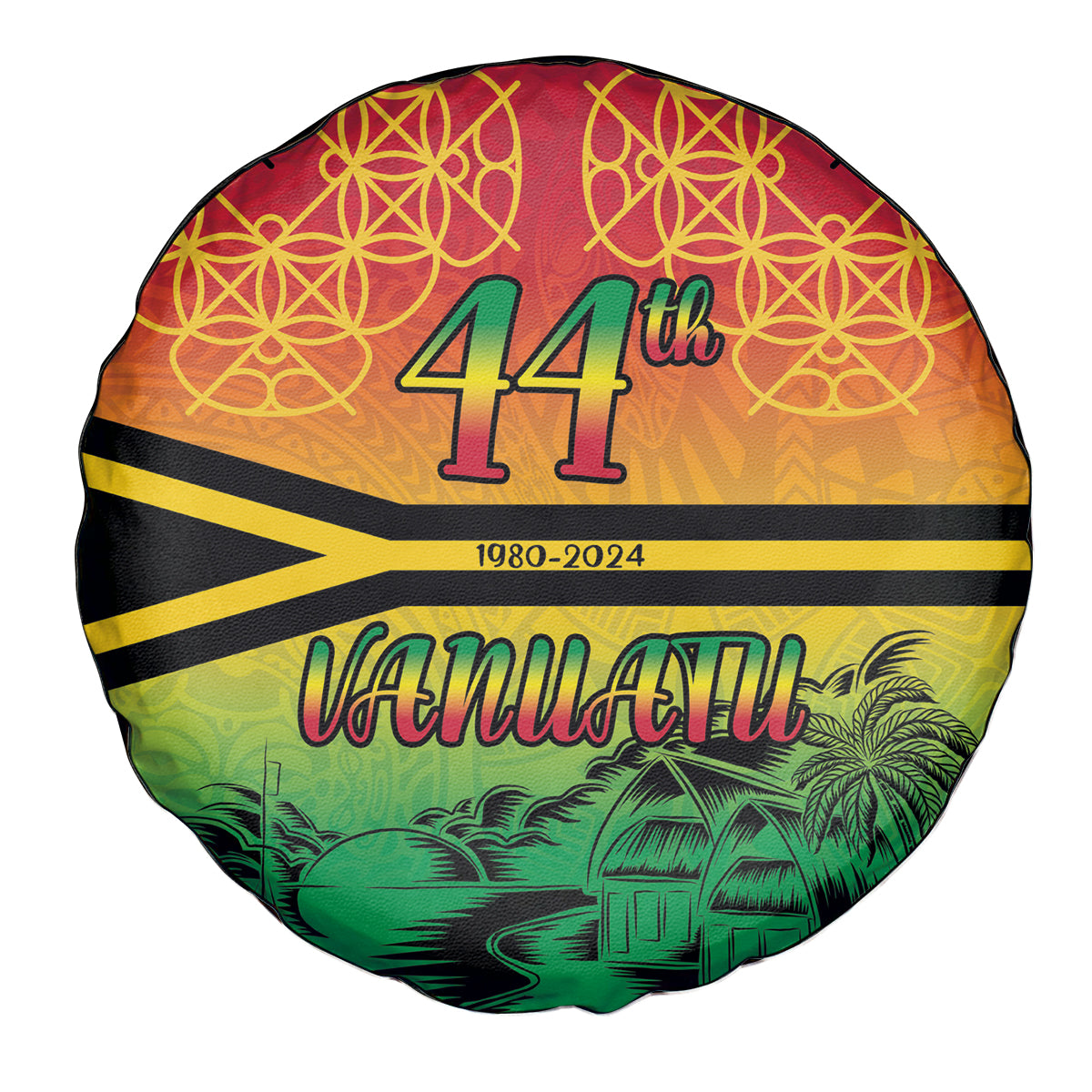 Hapi 44th Indipendens Dei Vanuatu Spare Tire Cover Yumi 1980 with Vanuatuan Beach Landscape LT9 - Polynesian Pride