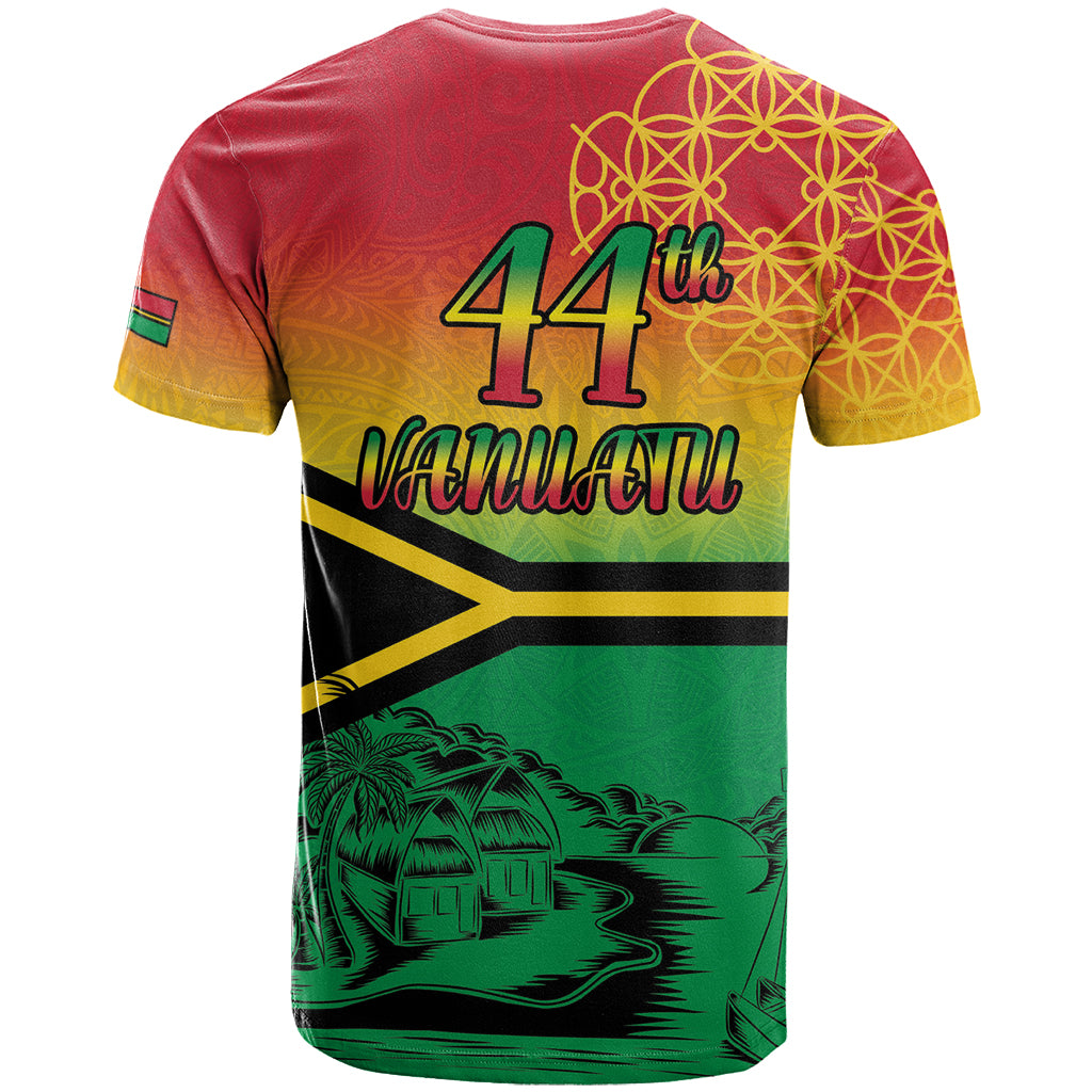 Hapi 44th Indipendens Dei Vanuatu T Shirt Yumi 1980 with Vanuatuan Beach Landscape