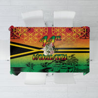 Hapi 44th Indipendens Dei Vanuatu Tablecloth Yumi 1980 with Vanuatuan Beach Landscape LT9 Reggae - Polynesian Pride