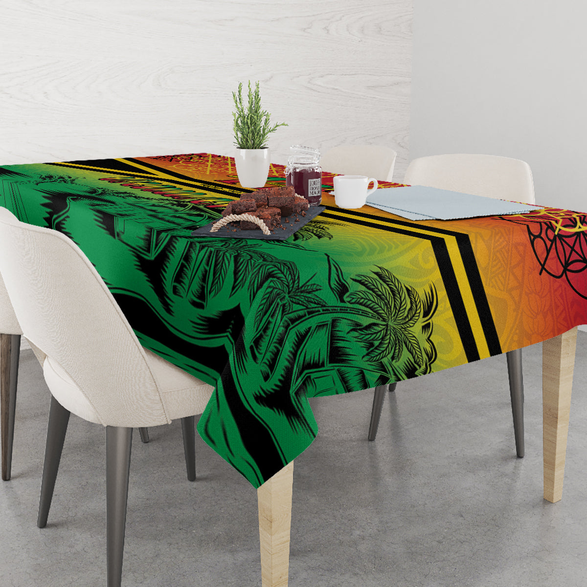Hapi 44th Indipendens Dei Vanuatu Tablecloth Yumi 1980 with Vanuatuan Beach Landscape LT9 - Polynesian Pride