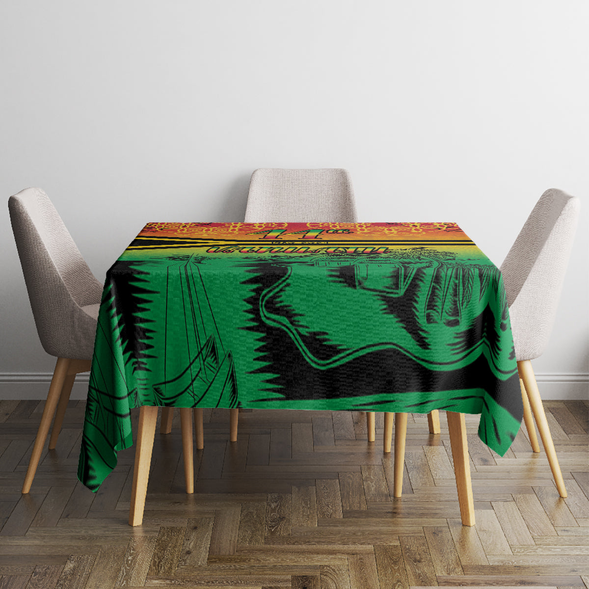 Hapi 44th Indipendens Dei Vanuatu Tablecloth Yumi 1980 with Vanuatuan Beach Landscape LT9 - Polynesian Pride